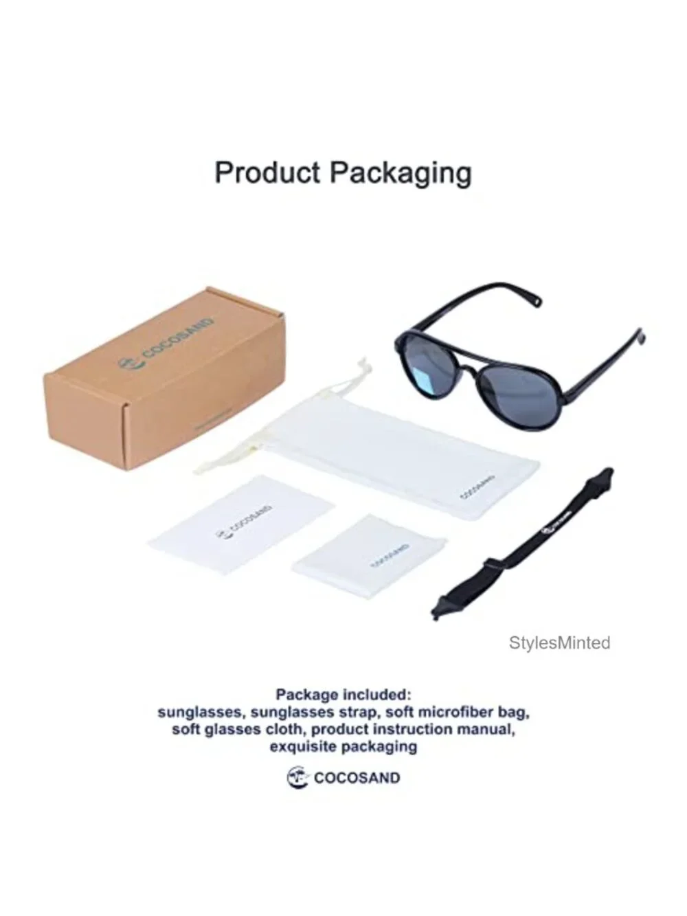 Kids Aviator Sunglasses Polarized Flexible Strap for Baby Toddler